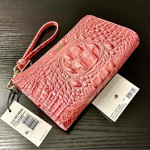 Brahmin PINK PUNCH MELBOURNE Leather DAISY Wristlet Clutch Cosmetic Bag HTF - Picture 5 of 7